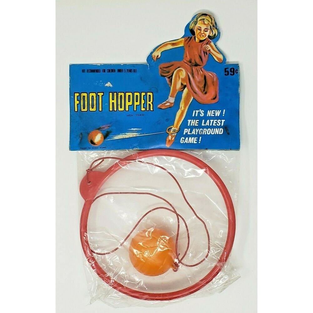 Vintage 1960's Dime Store‎ Foot Hopper Original Packaging Hong Kong Red U89